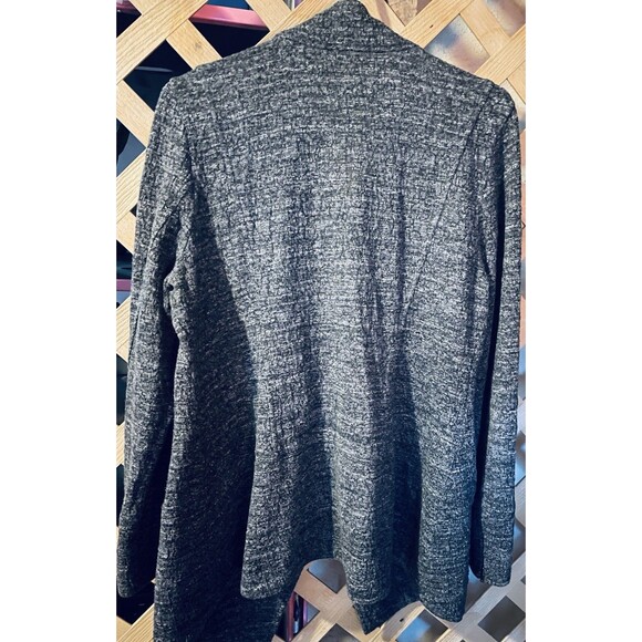 EILEEN FISHER Marled Dark Gray Draping Lagenlook Open Front Cardigan Sweater L - Picture 7 of 12